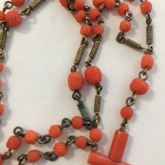 Antique undyed carved coral & silver French Rosary - Picture 4 of 5